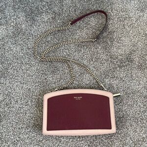 Kate Spade Crossbody Bad Margaux East West Burgundy Blush Pink Mini Bag Leather